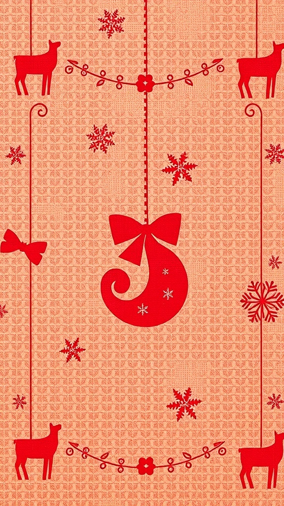 Vintage Christmas wallpaper in simple red with classic holiday motifs.